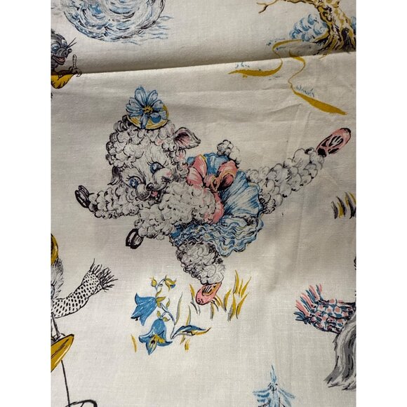 Vintage Childrens Fabric With Playful Animal Sports Prints 36" Width Cotton Mate - Picture 7 of 11